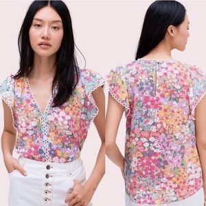 Kate Spade | Floral Dots Burnout Top Blouse | XXL